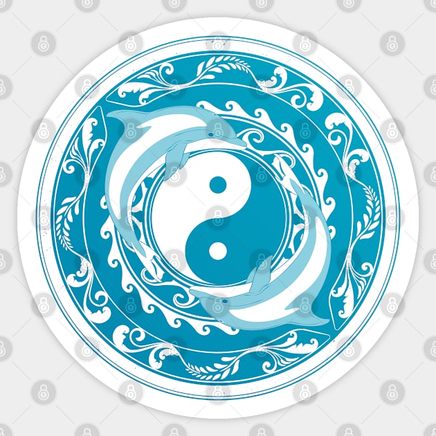 Yin Yang Dolphins Sticker by NicGrayTees